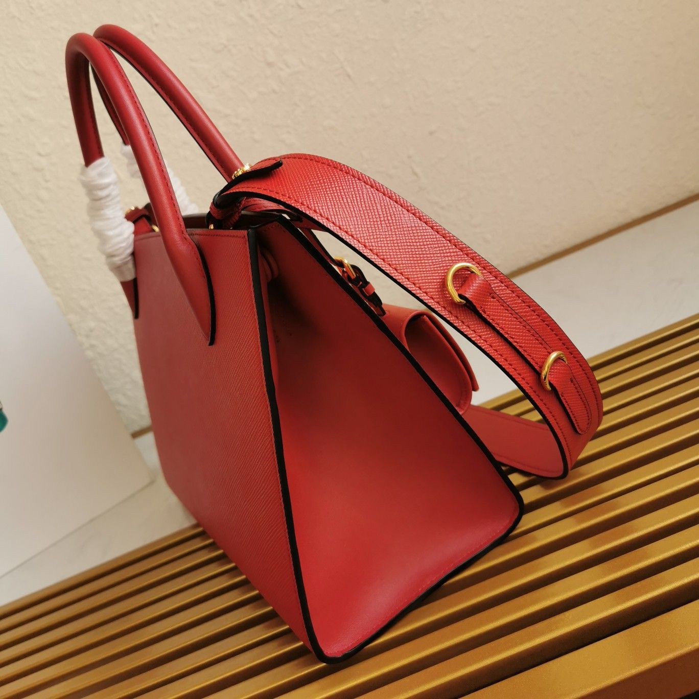 Prada Monochrome Medium Bag In Red Saffiano Leather