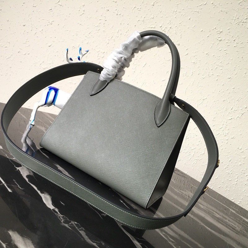 Prada Monochrome Small Bag In Grey Saffiano Leather