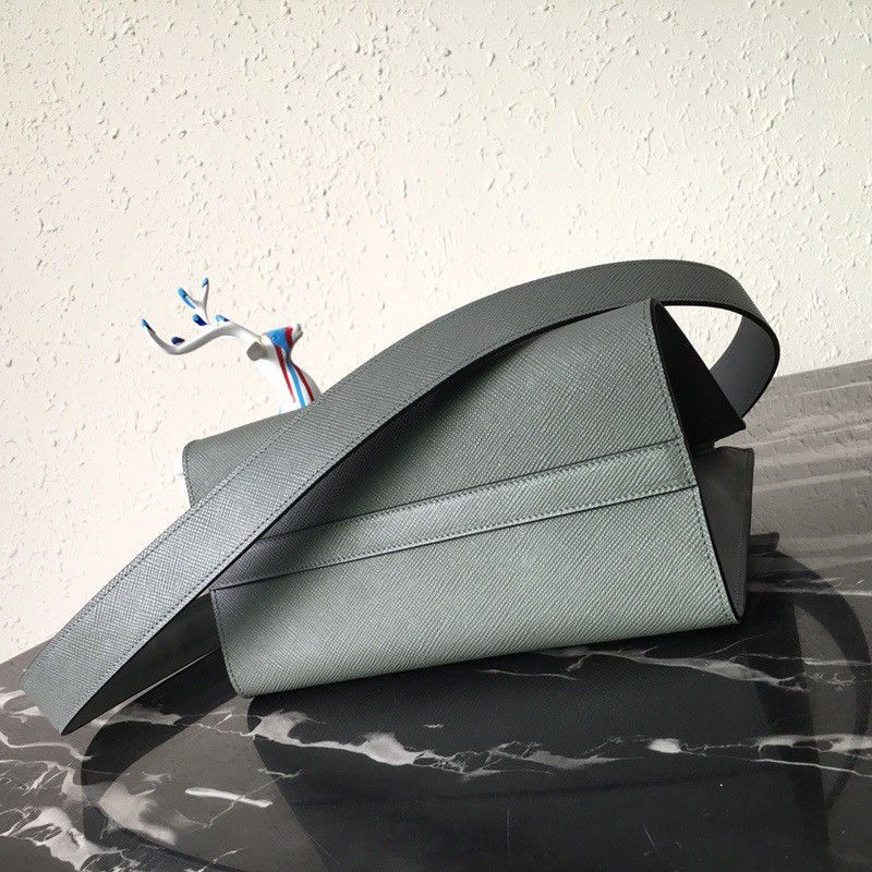 Prada Monochrome Small Bag In Grey Saffiano Leather