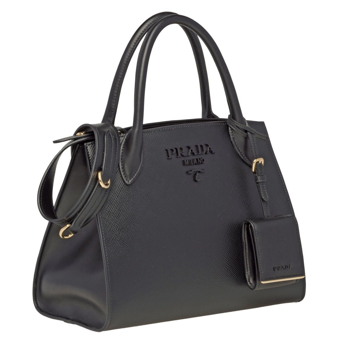 Prada Monochrome Small Bag In Black Saffiano Leather