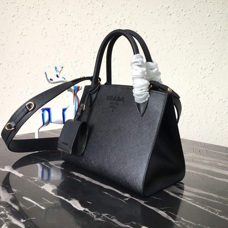 Prada Monochrome Small Bag In Black Saffiano Leather