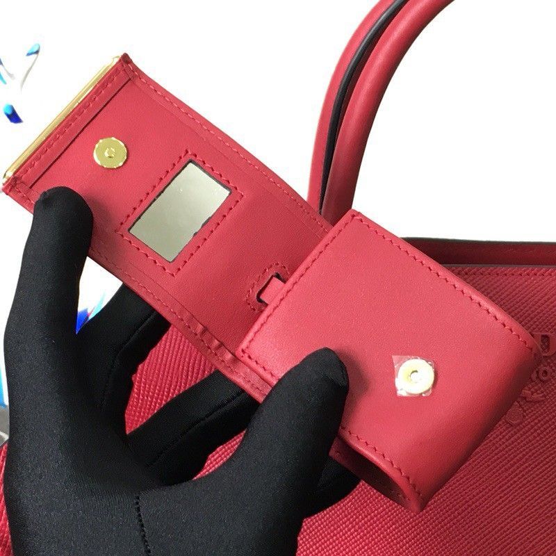 Prada Monochrome Small Bag In Red Saffiano Leather