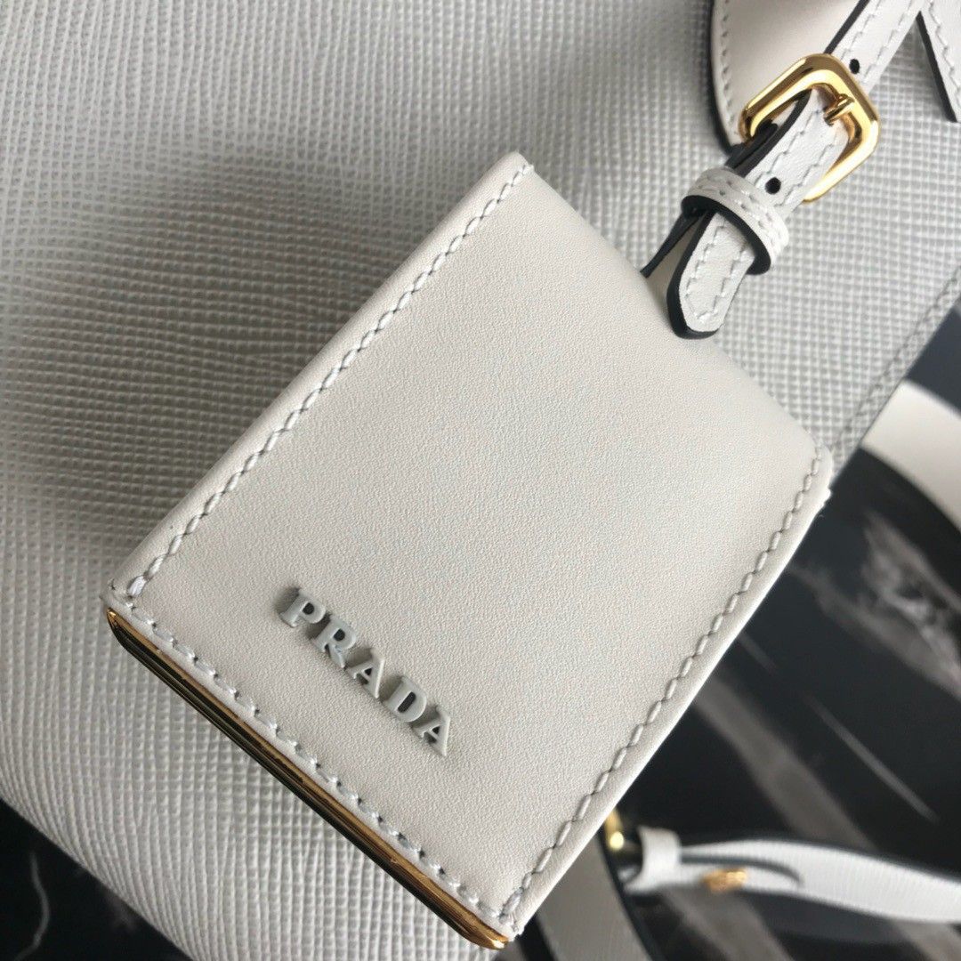 Prada Monochrome Small Bag In White Saffiano Leather