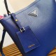 Prada Large Panier Bag In Blue Saffiano Leather