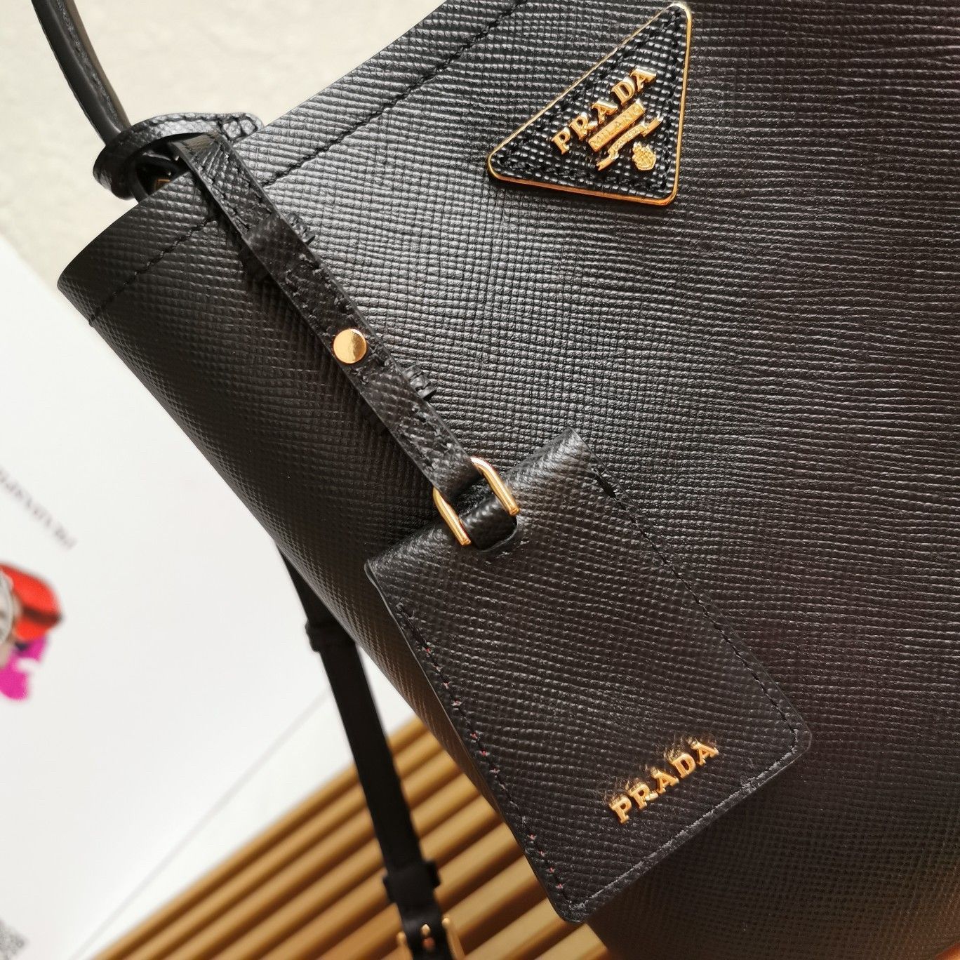 Prada Medium Panier Bag In Black Saffiano Leather