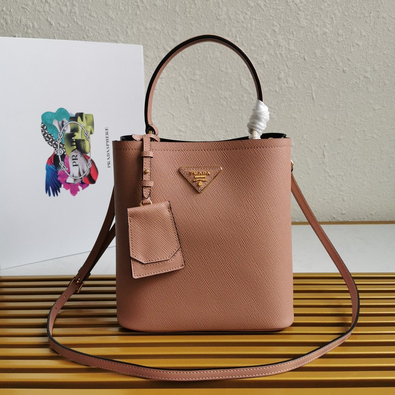 Prada Medium Panier Bag In Powder Saffiano Leather