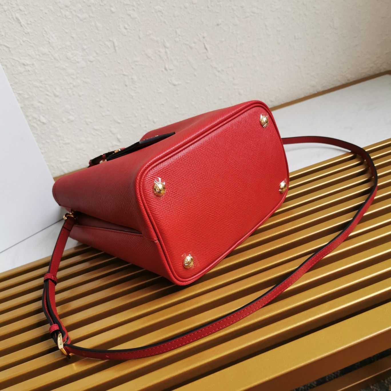 Prada Medium Panier Bag In Red Saffiano Leather