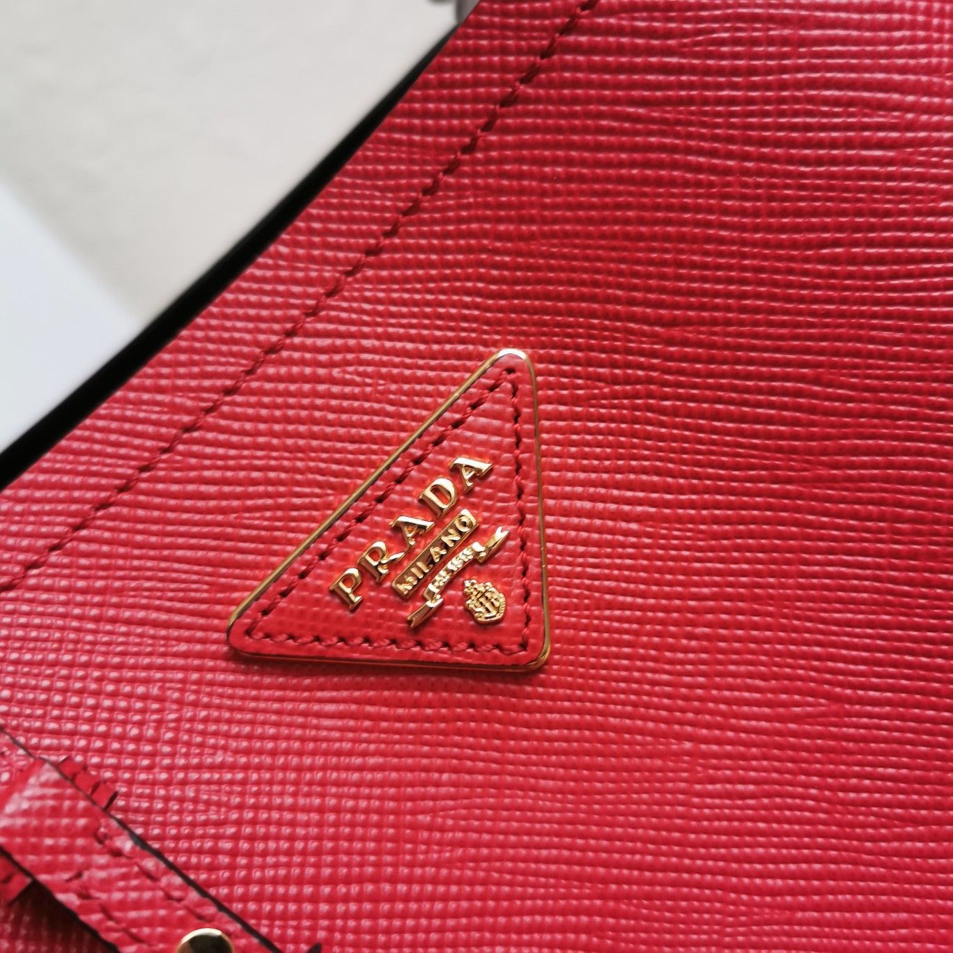 Prada Medium Panier Bag In Red Saffiano Leather