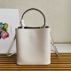 Prada Medium Panier Bag In White Saffiano Leather