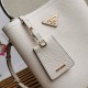 Prada Medium Panier Bag In White Saffiano Leather