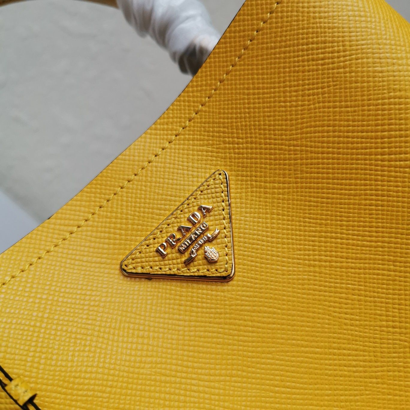 Prada Medium Panier Bag In Yellow Saffiano Leather