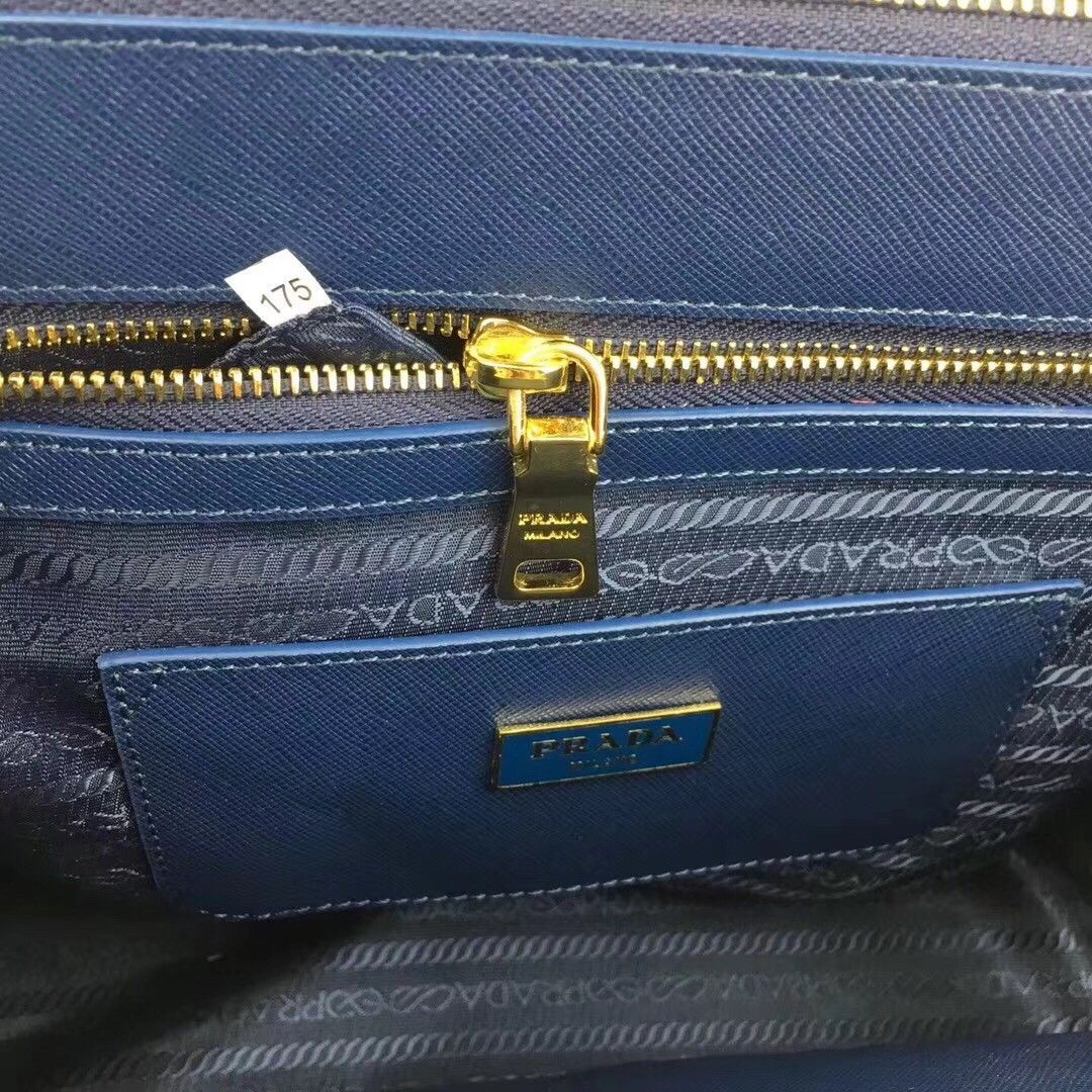 Prada Galleria Large Bag In Blue Saffiano Leather