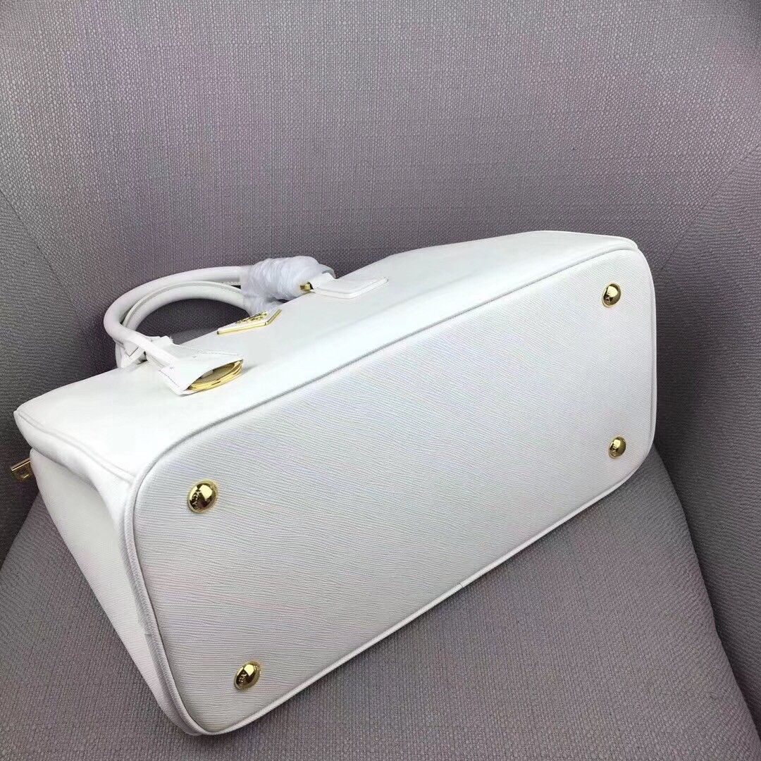 Prada Galleria Large Bag In White Saffiano Leather