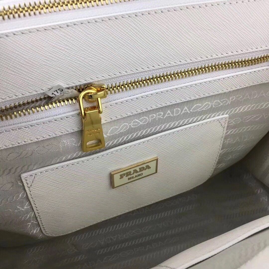 Prada Galleria Large Bag In White Saffiano Leather