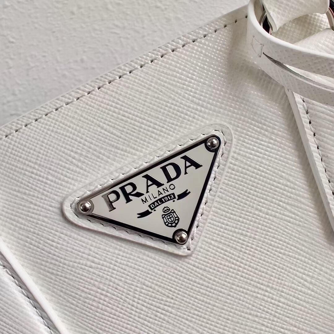 Prada Galleria Mini Bag In White Saffiano Leather