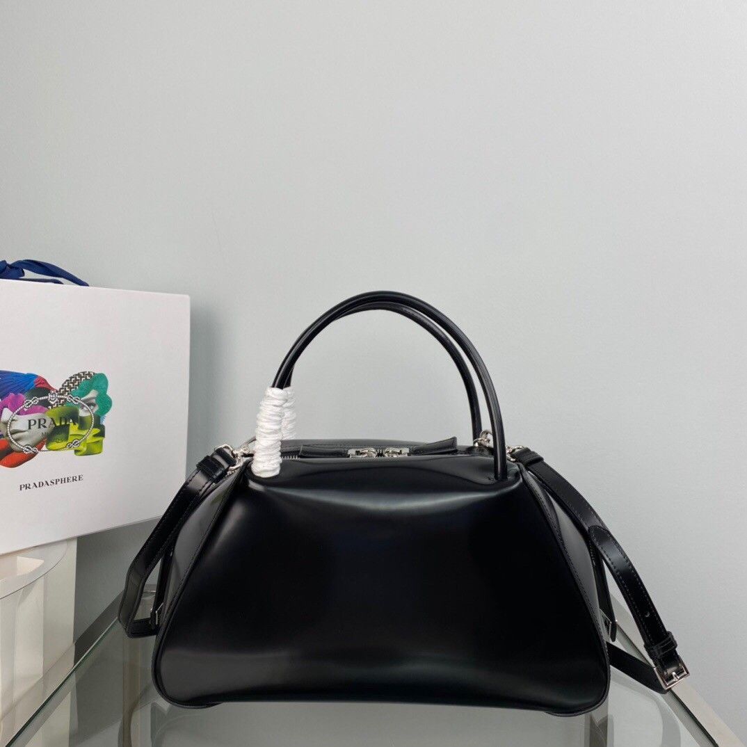 Prada Supernova Medium Bag In Black Brushed Leather