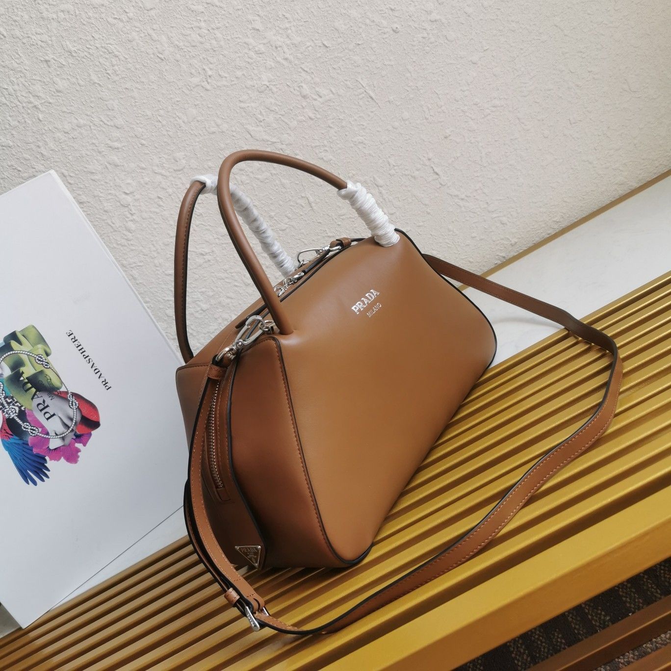 Prada Supernova Medium Top Handle Bag In Brown Leather