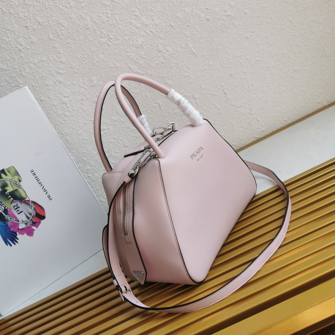 Prada Supernova Small Top Handle Bag In Pink Leather