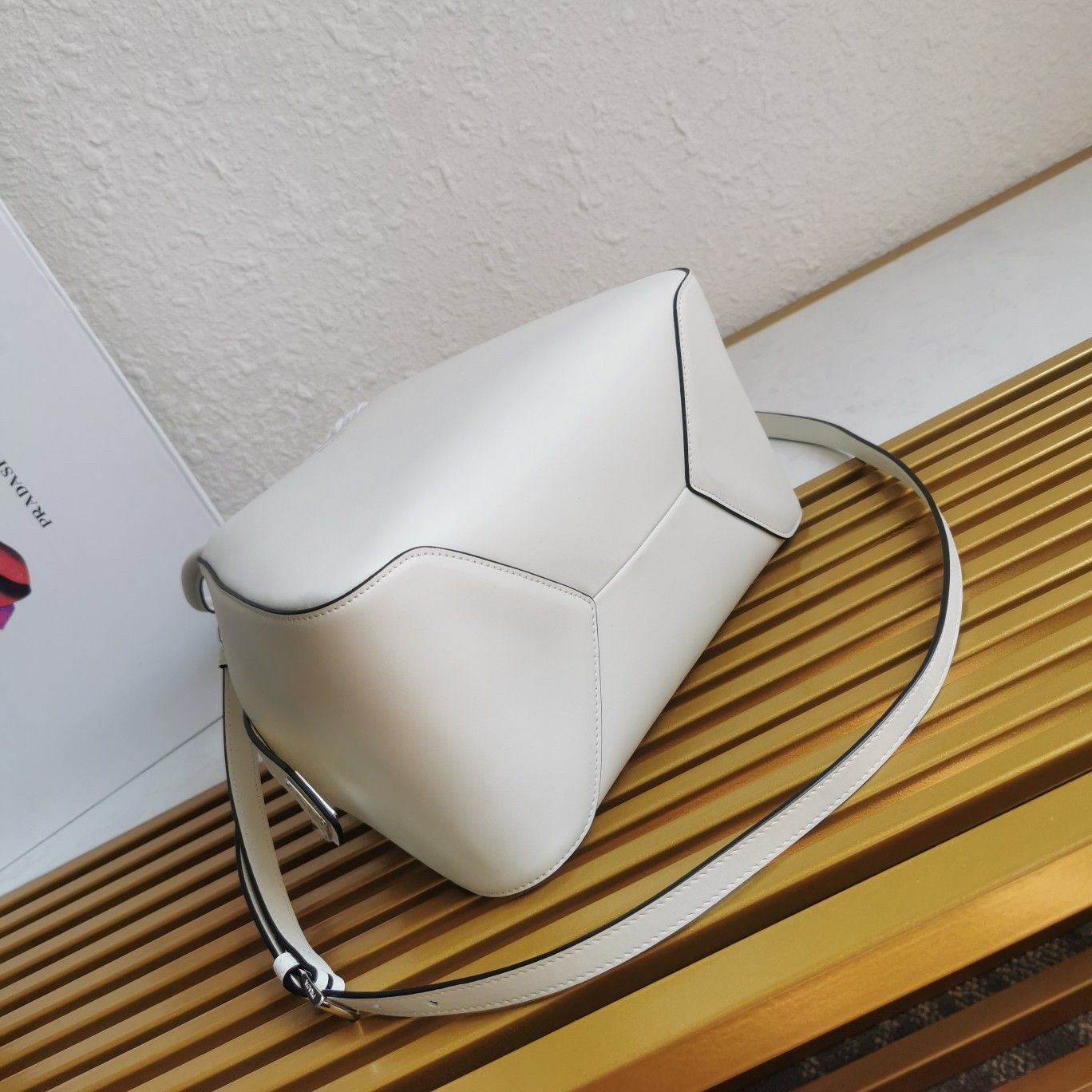 Prada Supernova Small Top Handle Bag In White Leather