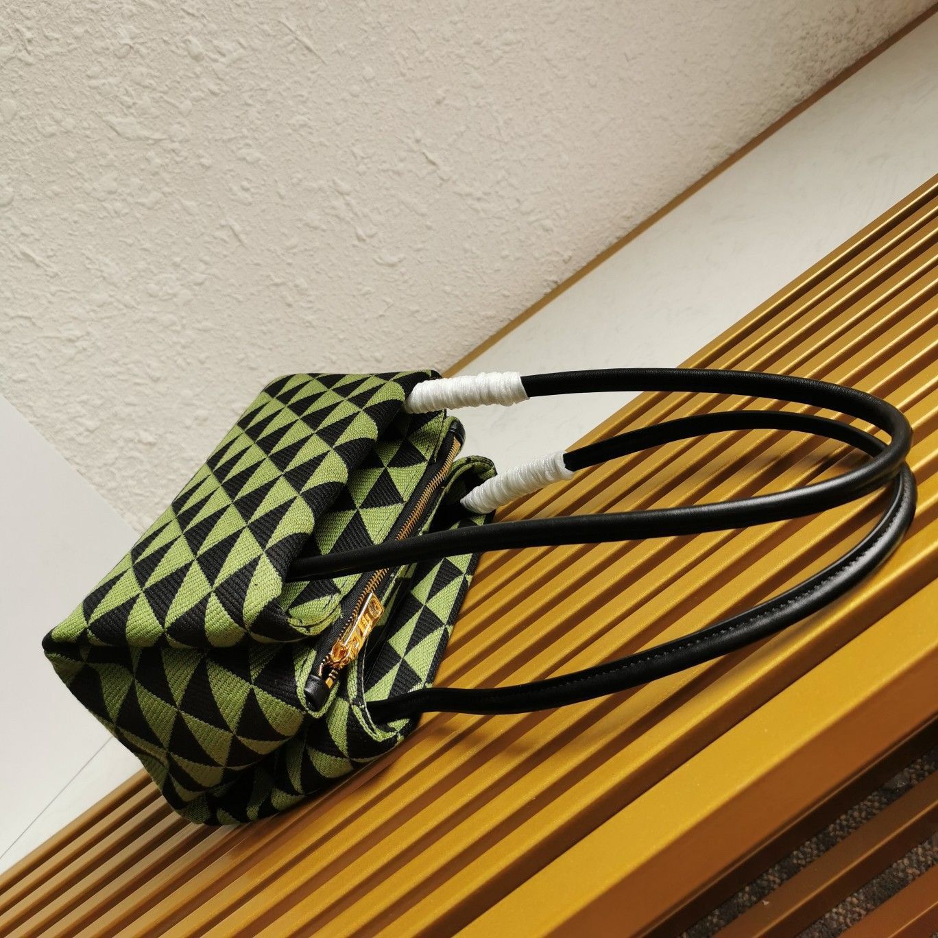 Prada Supernova Small Shoulder Bag In Black/Green Fabric