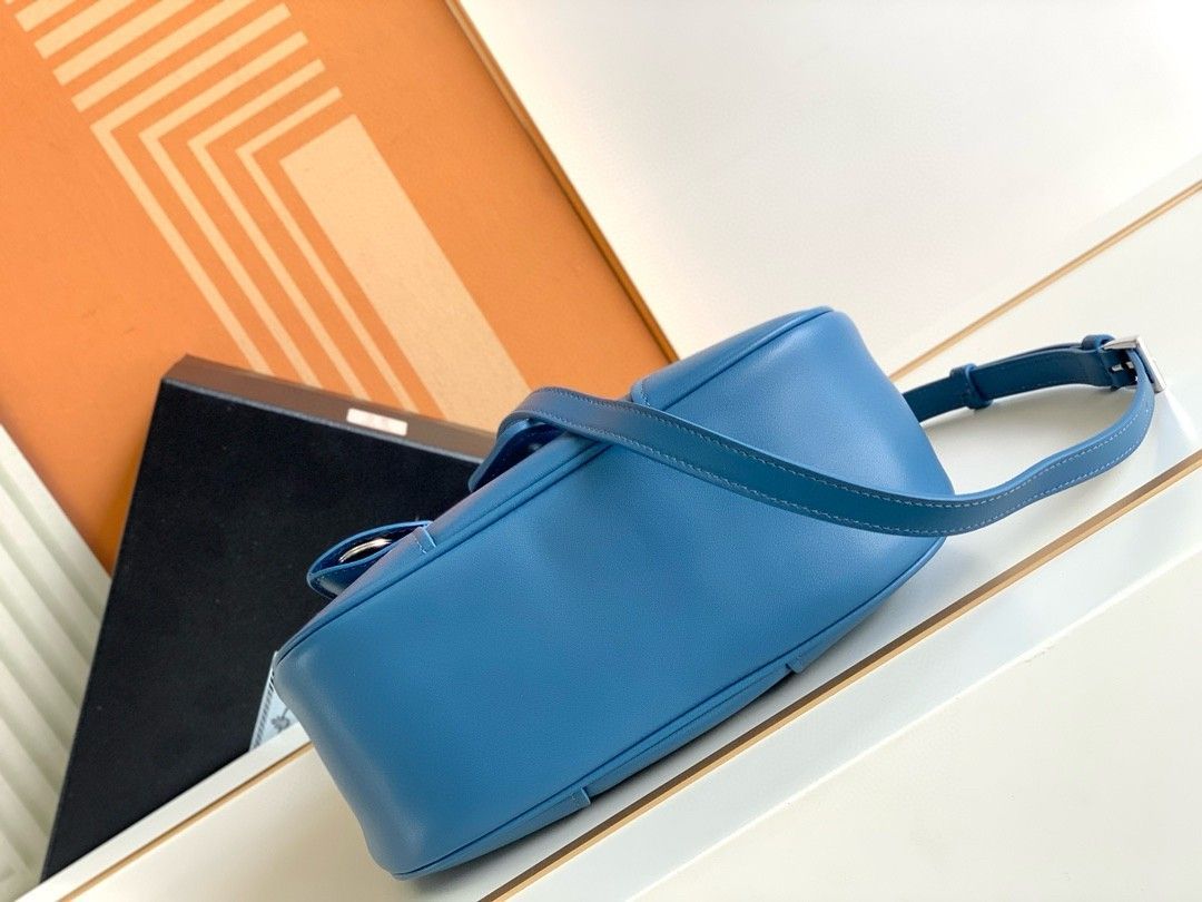 Prada Moon Bag in Blue Padded Nappa Leather