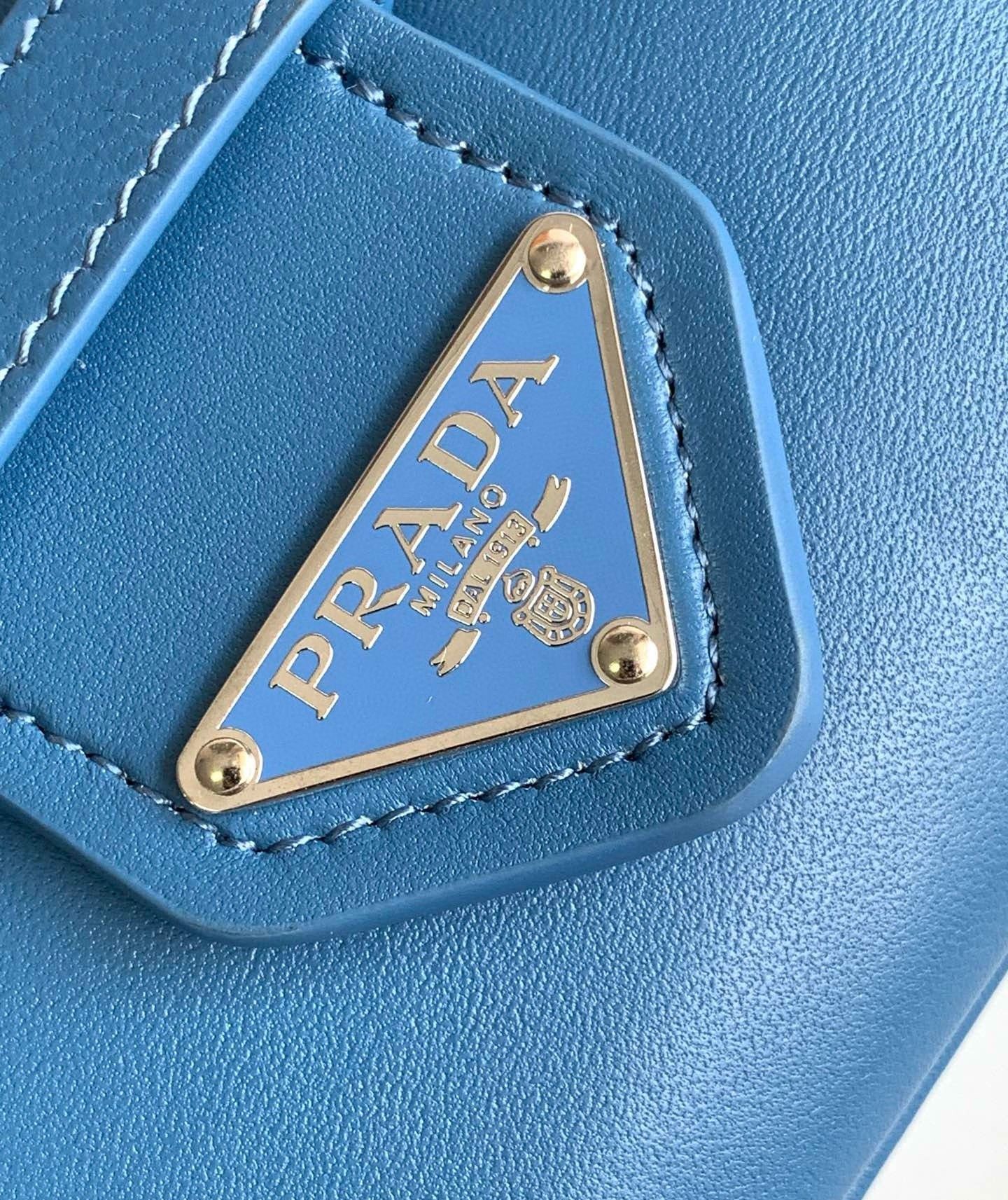 Prada Moon Bag in Blue Padded Nappa Leather