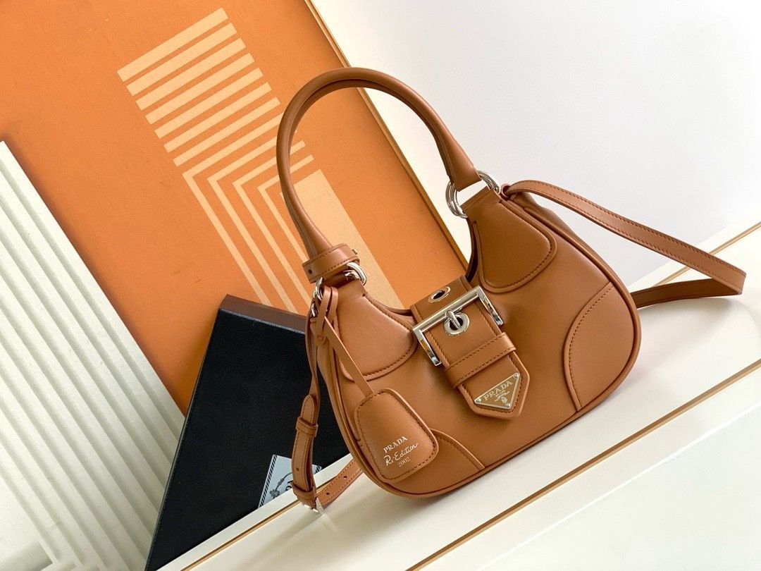 Prada Moon Bag in Caramel Padded Nappa Leather