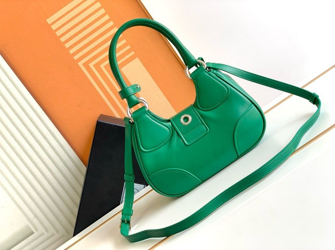 Prada Moon Bag in Green Padded Nappa Leather