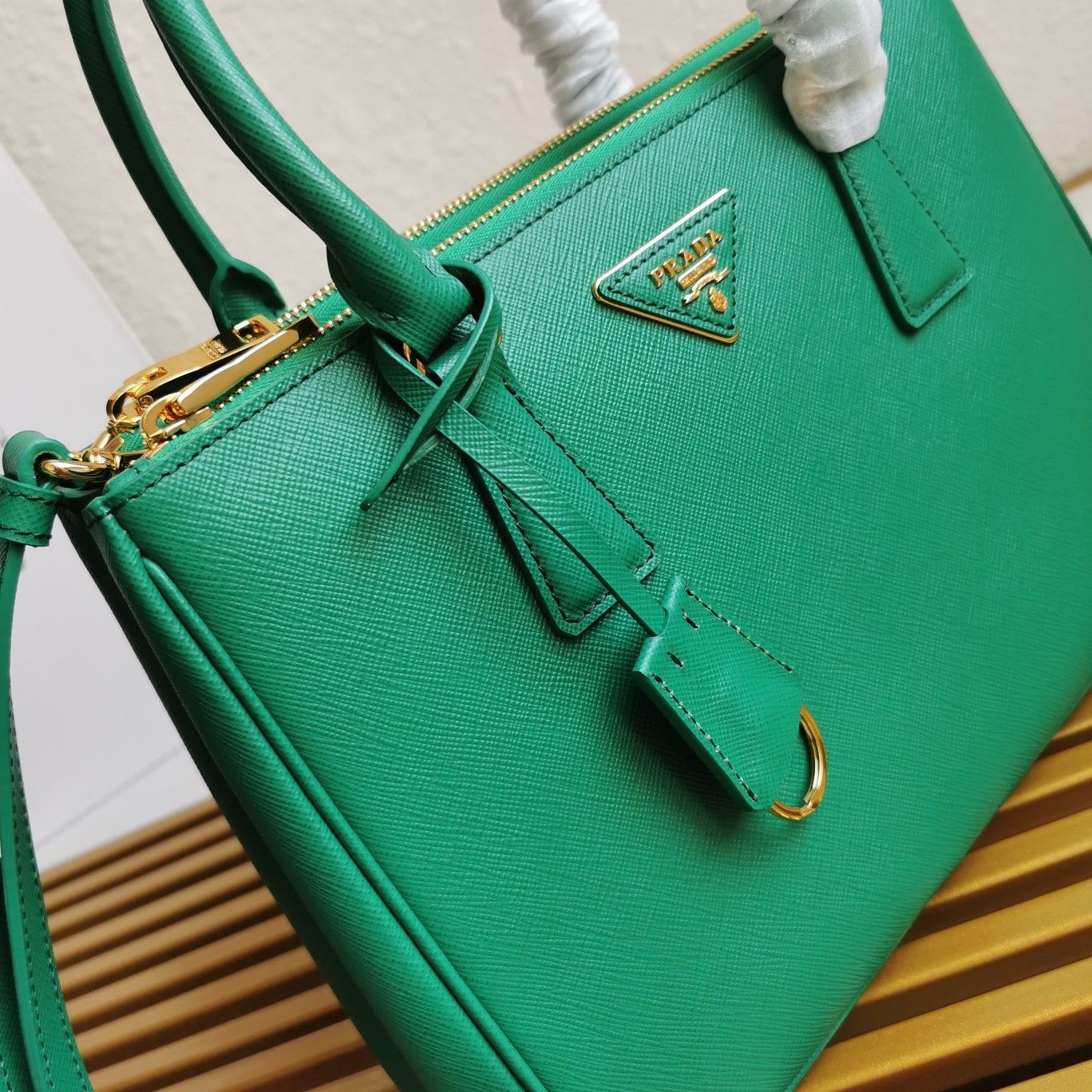 Prada Galleria Medium Bag In Mango Saffiano Leather