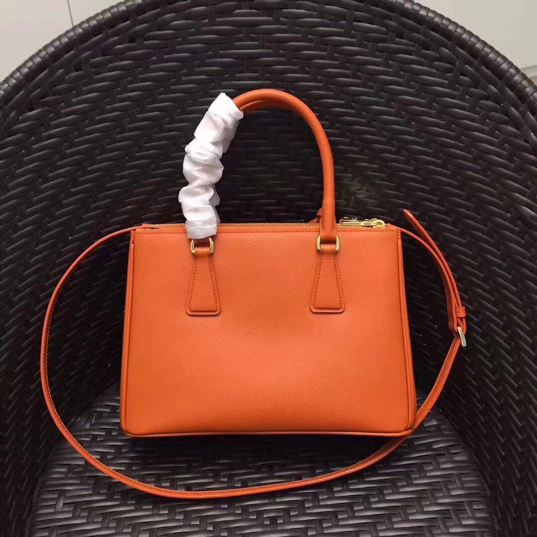 Prada Galleria Medium Bag In Orange Saffiano Leather