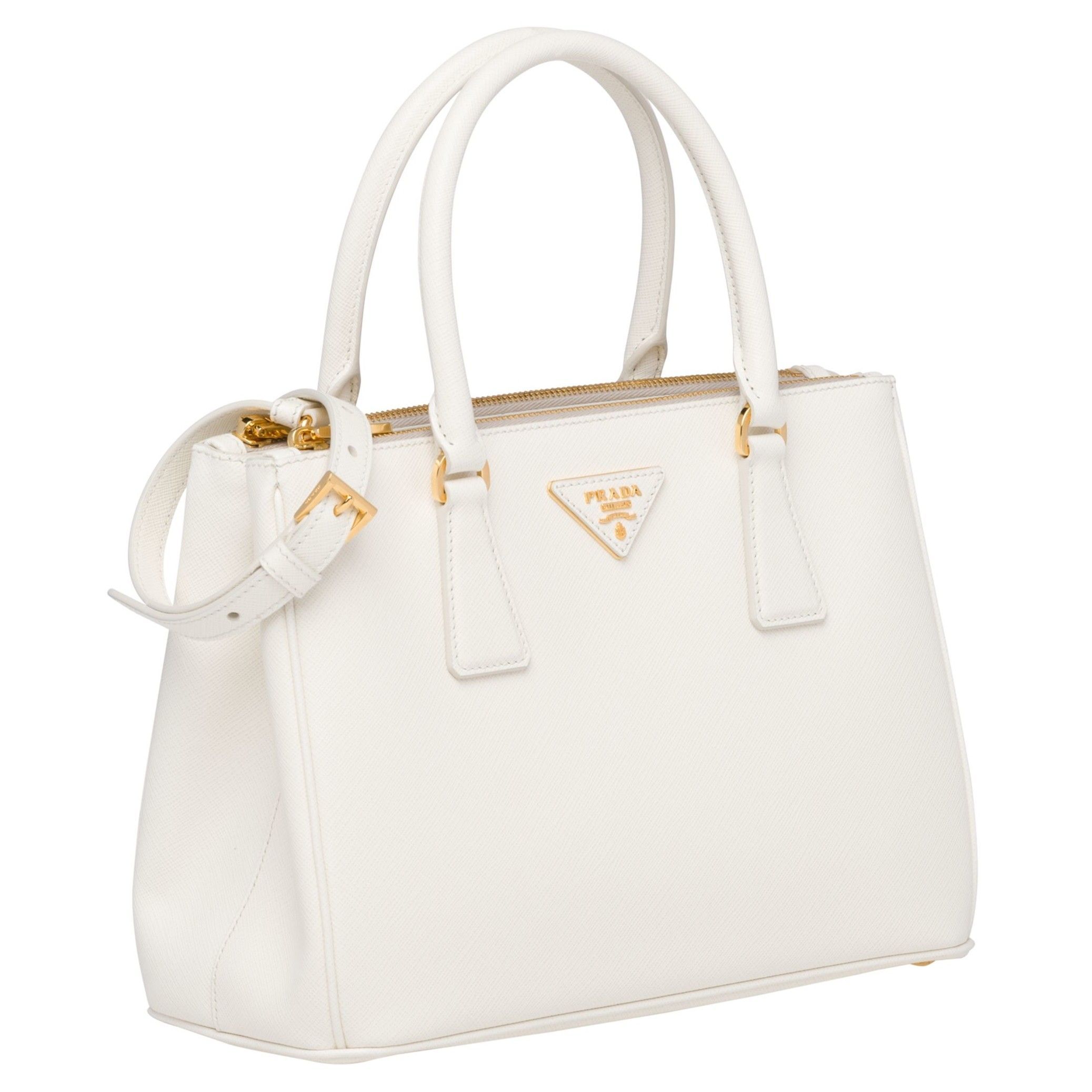 Prada Galleria Medium Bag In White Saffiano Leather