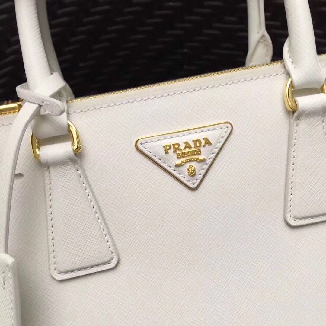 Prada Galleria Medium Bag In White Saffiano Leather