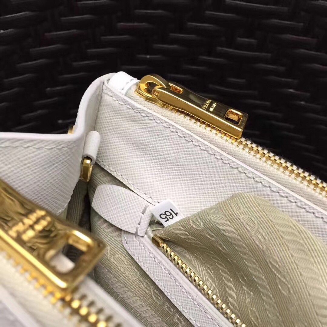 Prada Galleria Medium Bag In White Saffiano Leather