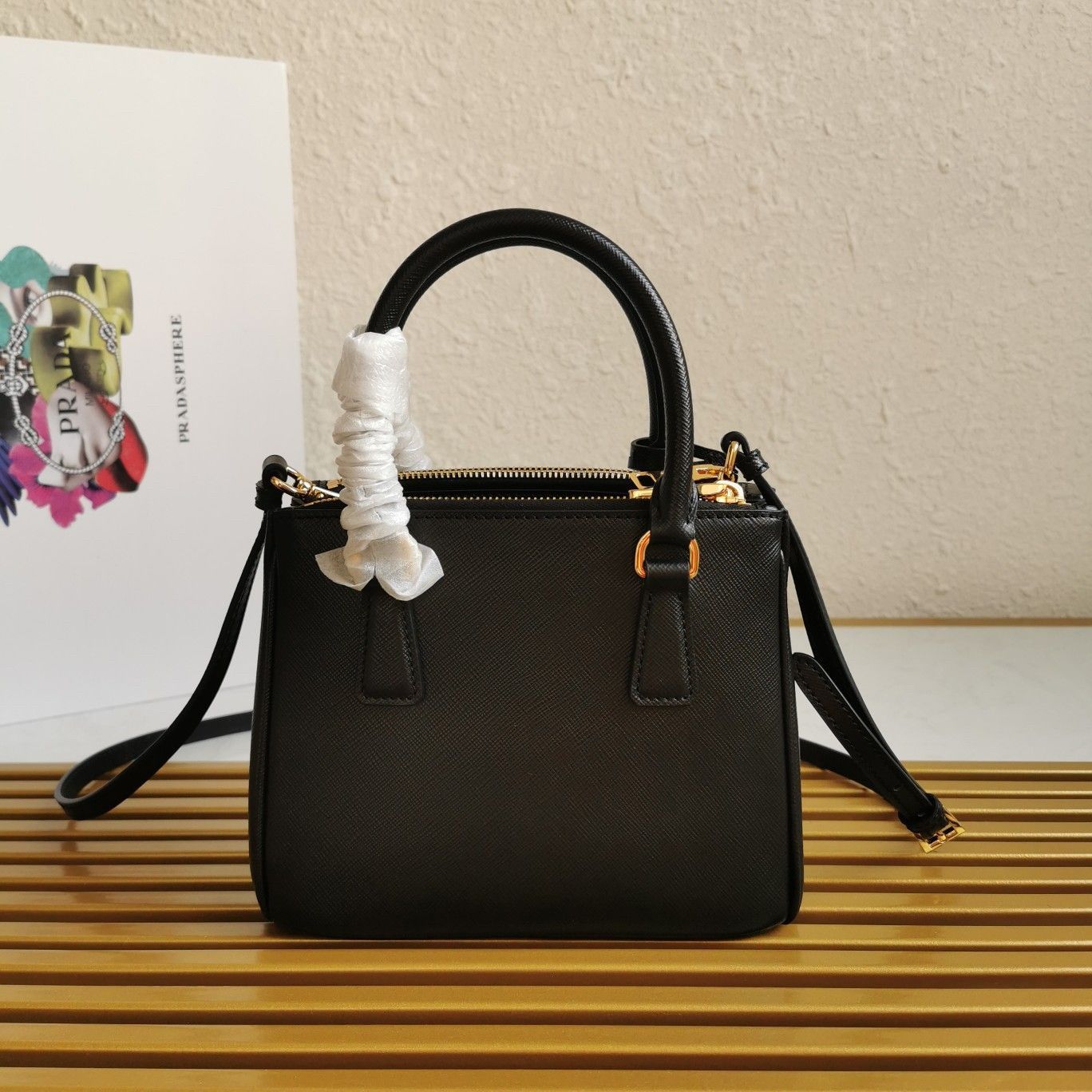 Prada Mini Galleria Bag In Black Saffiano Leather