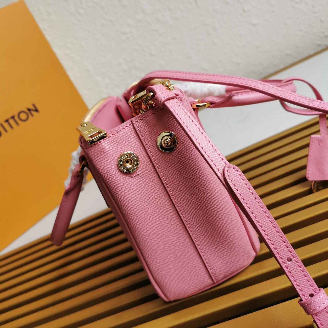 Prada Mini Galleria Bag In Pink Saffiano Leather