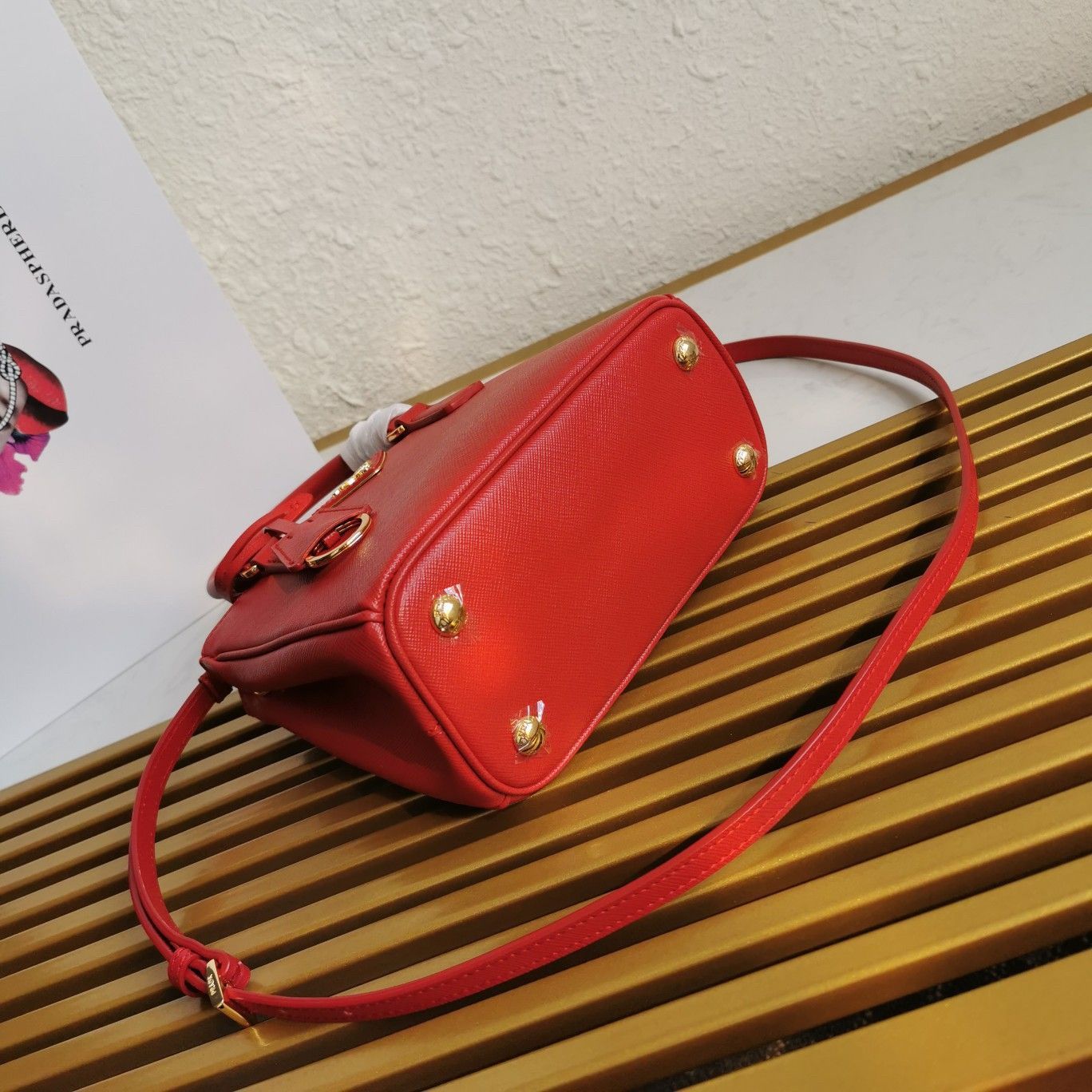 Prada Mini Galleria Bag In Red Saffiano Leather