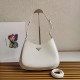 Prada Cleo Large Bag In White Brushed Leather