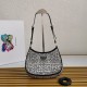 Prada Cleo Bag In Black Satin with Cystal Appliques