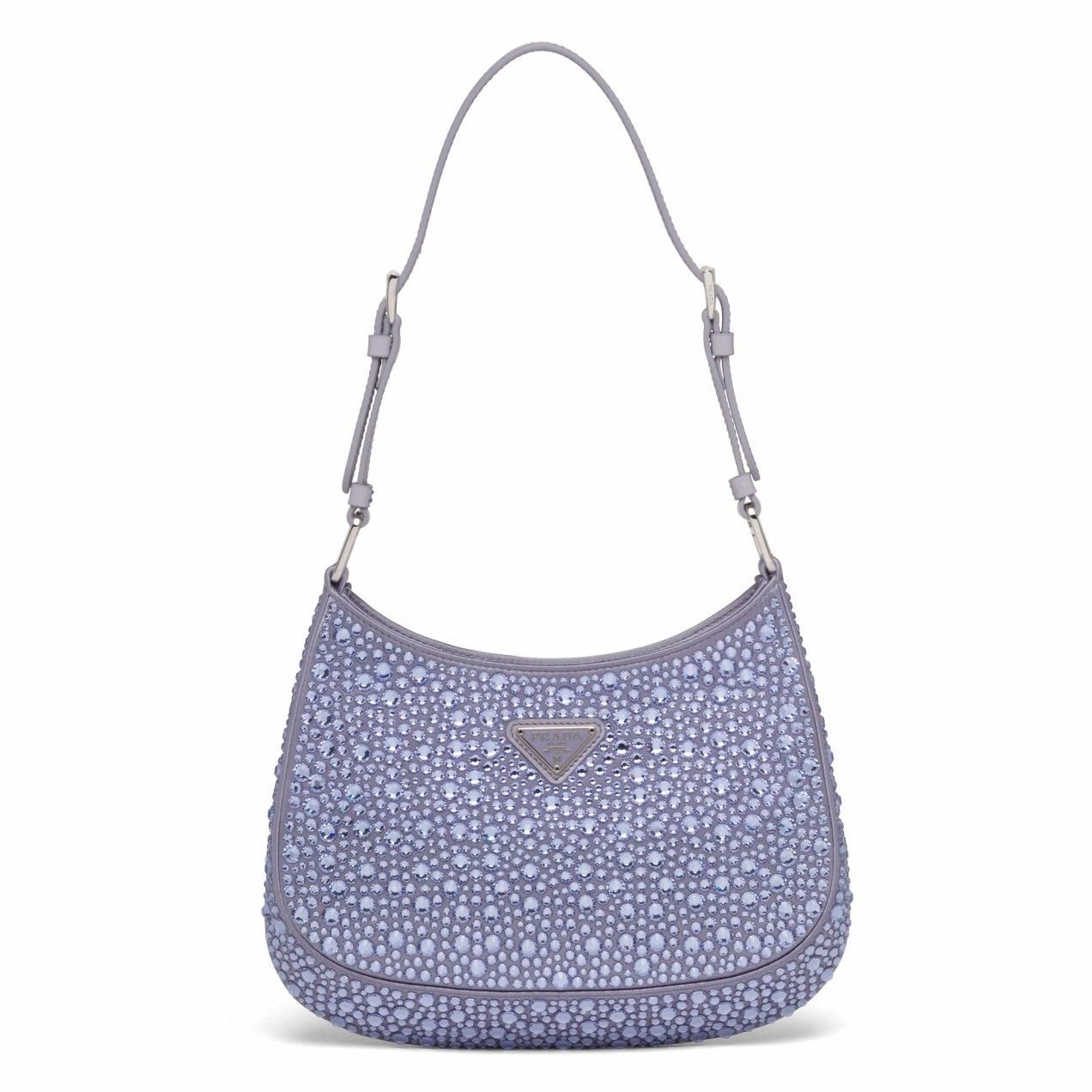 Prada Cleo Bag In Wisteria Satin with Cystal Appliques