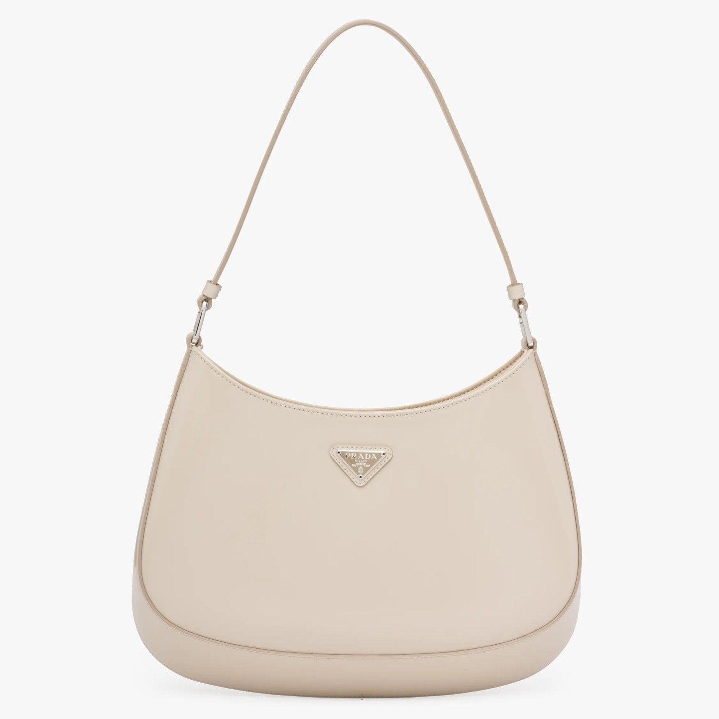 Prada Cleo Small Bag In Beige Brushed Leather