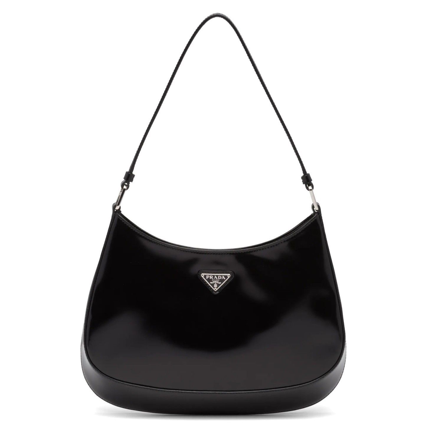 Prada Cleo Small Bag In Black Brushed Leather