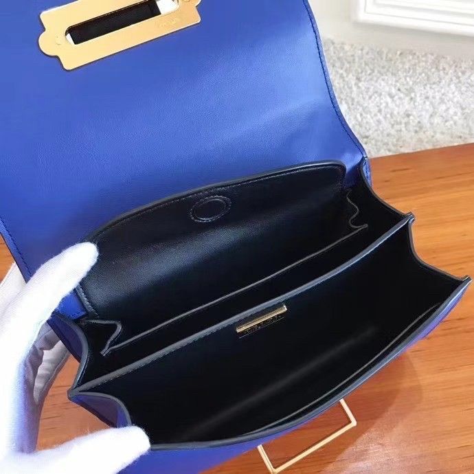 Prada Cahier Shoulder Bag In Blue/Black Leather