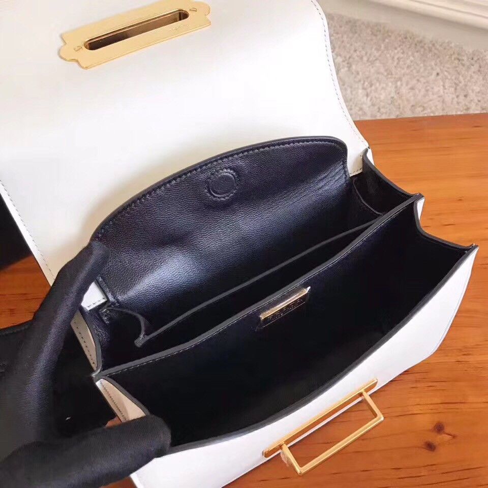 Prada Cahier Shoulder Bag In White Black Leather