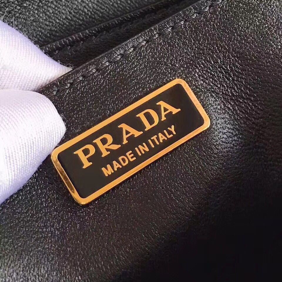 Prada Cahier Shoulder Bag In White Black Leather