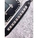 Prada Cahier Black Leather Shoulder Bag with Studded