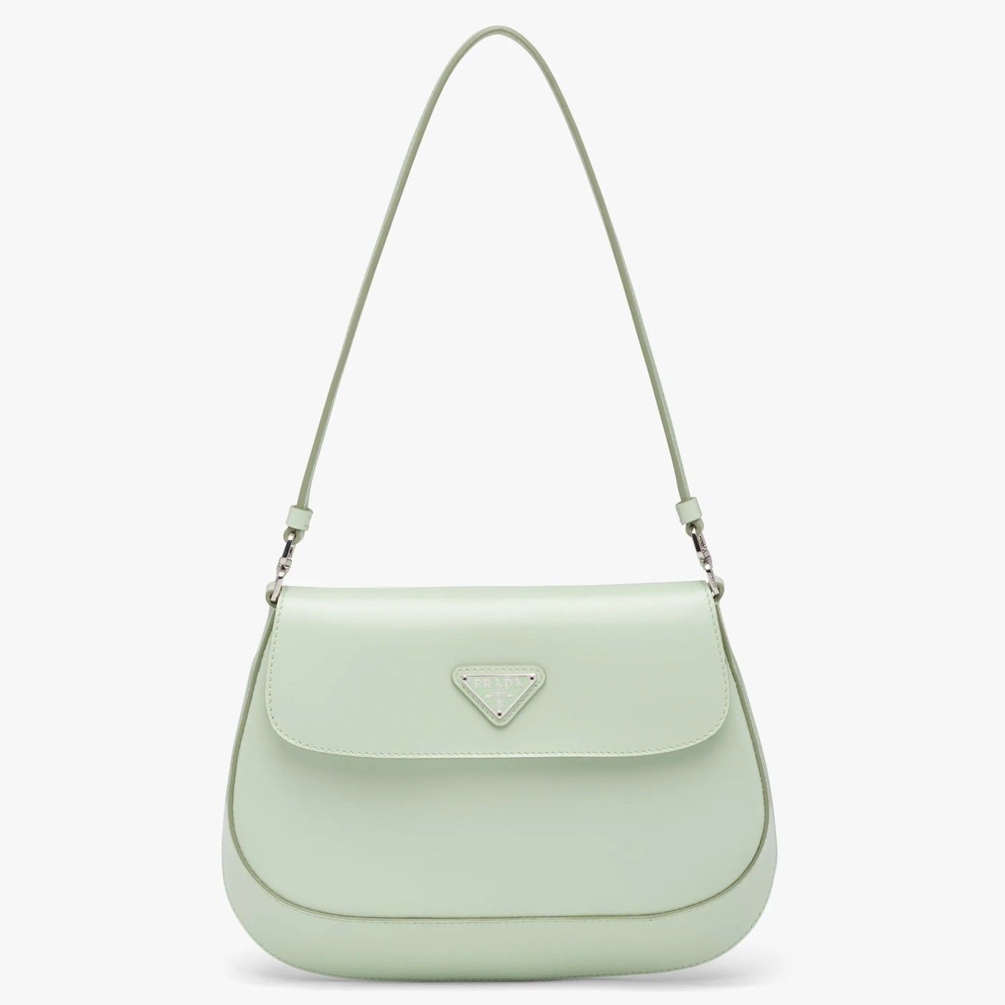 Prada Cleo Flap Bag In Aqua Brushed Leather