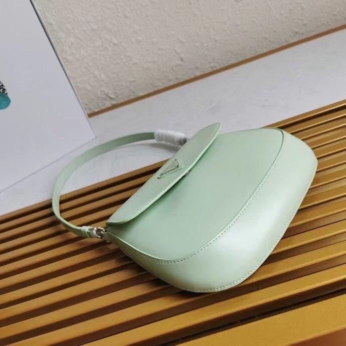 Prada Cleo Flap Bag In Aqua Brushed Leather