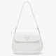 Prada Cleo Flap Bag In White Brushed Leather