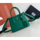 Prada Double Mini Bag In Green Saffiano Leather