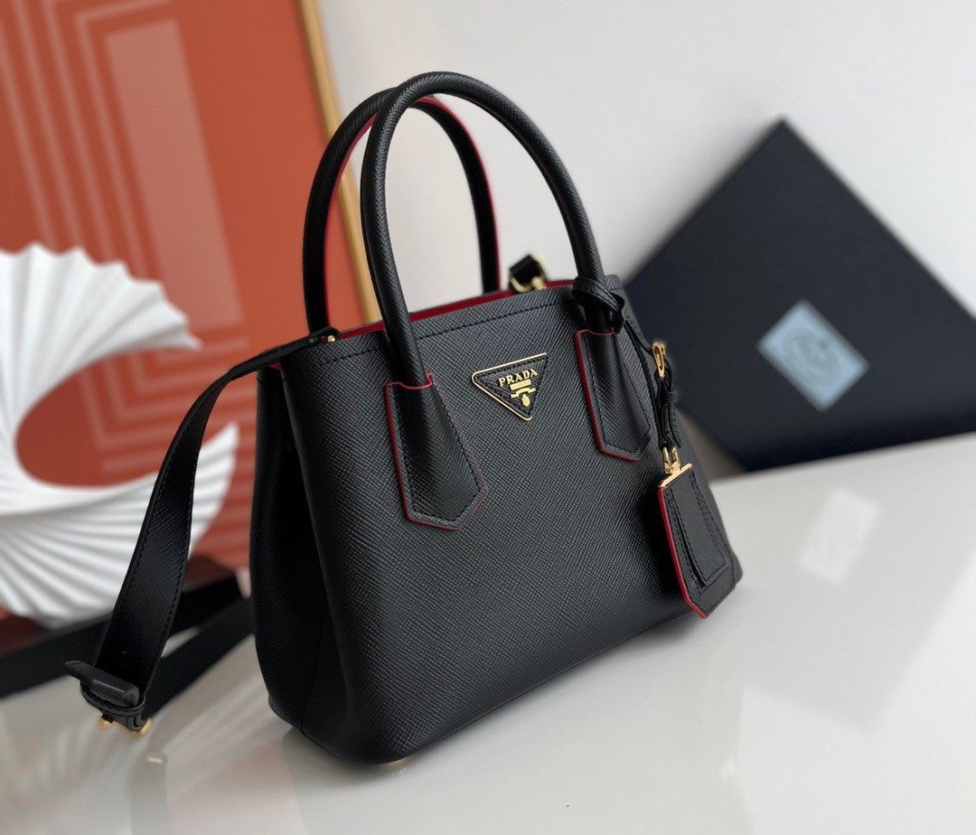 Prada Double Mini Bag In Black Saffiano Leather